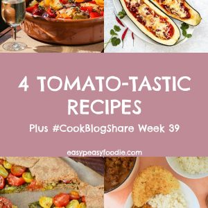 Tomatoes are fantastic: packed with antioxidants, vitamins and potassium, not to mention super versatile! Celebrate this nutritional powerhouse with these 4 tomato-tastic recipes, plus find the linky for #CookBlogShare Week 39! #tomatoes #tinnedtomatoes #tomatorecipes #tinnedtomatorecipes #spanishchicken #stuffedmarrow #beefcurry #tomatogalette #easydinners #easymeals #midweekmeals #familydinners #easypeasyfoodie