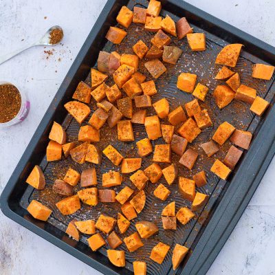 Baharat Roasted Sweet Potato Cubes (Vegan)