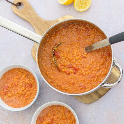 Easy Tomato and Red Lentil Soup (Vegan)