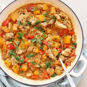 One Pot Harissa Chicken and Butternut Squash Pilaf