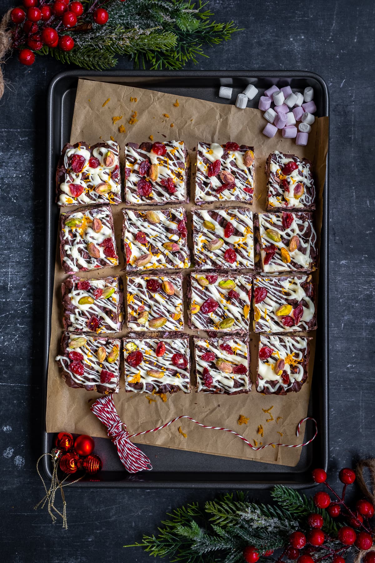 Overhead shot of Christmas Rocky Road