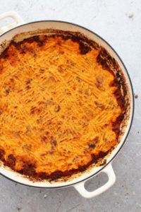 Curried Shepherds Pie with Sweet Potato Mash Topping