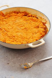 Curried Shepherds Pie with Sweet Potato Mash Topping