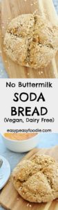 Want to make soda bread without buttermilk? No problem! My No Buttermilk Soda Bread takes just 40 minutes to make, involves no kneading or proving, and is suitable for vegans and those following a dairy free diet…and anyone who just doesn’t happen to have any buttermilk handy! #sodabread #bread #vegan #dairyfree #nobuttermilk #withoutbuttermilk #buttermilkfree #irish #oatmilk #dairyfreemilk #oats #easypeasyfoodie