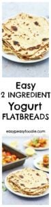 Unbelievably easy, these 2 Ingredient Yogurt Flatbreads are the perfect side dish for tagines, pilafs and other Middle Eastern inspired dishes. #flatbreads #bread #yogurt #yoghurt