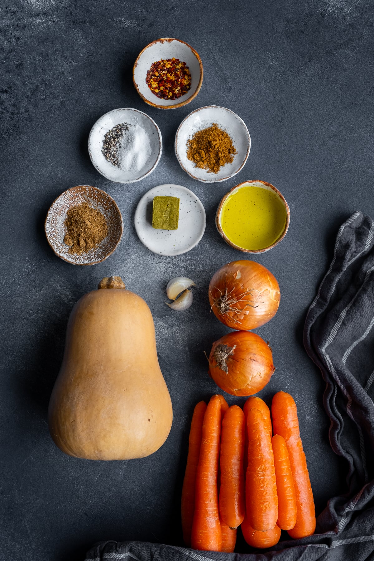 Ingredients shot for Easy Carrot and Butternut Squash Soup