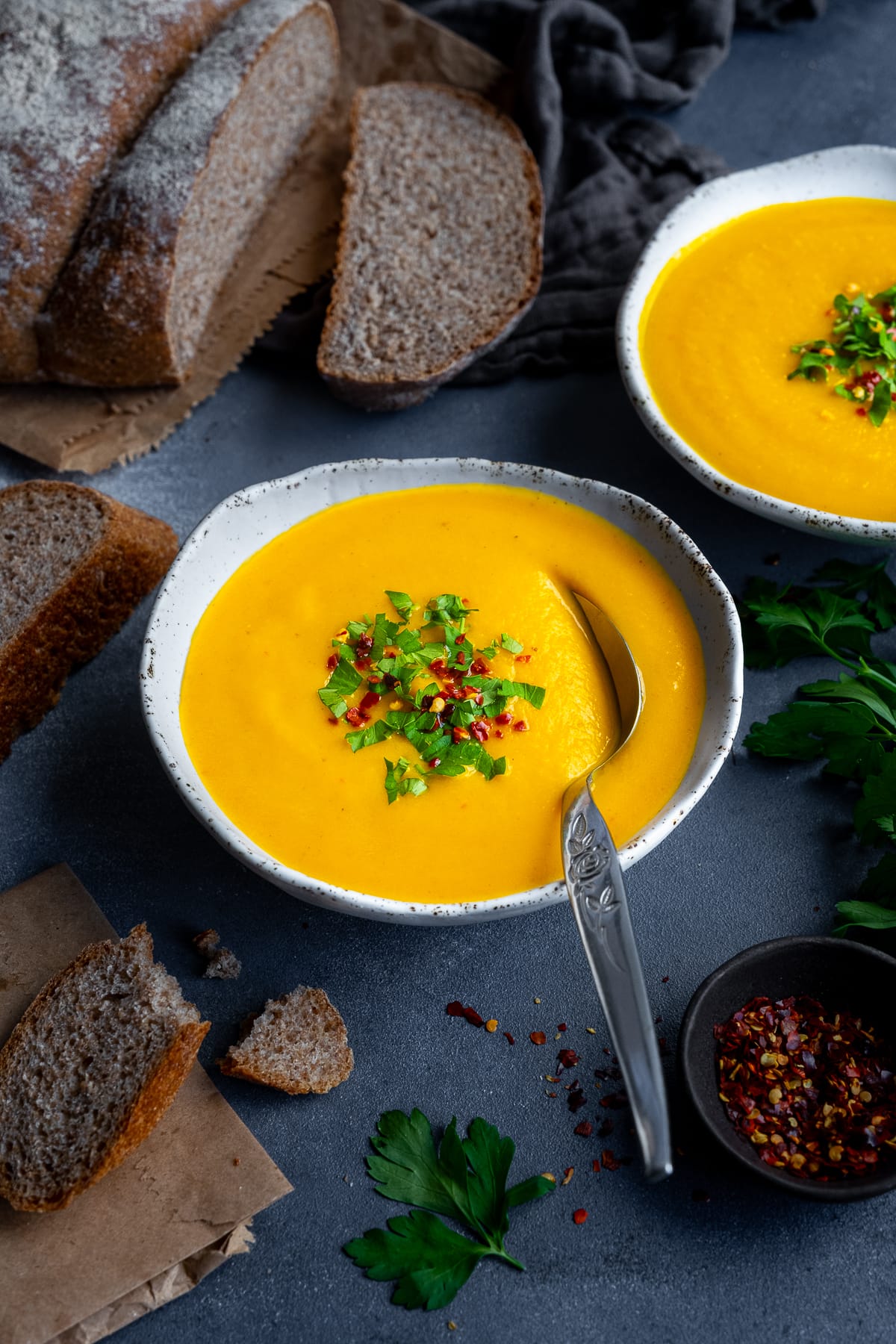 2 bowls of Easy Carrot and Butternut Squash Soup