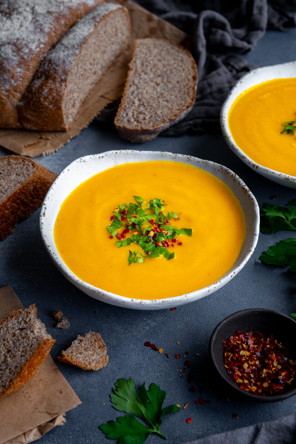 2 bowls of Easy Carrot and Butternut Squash Soup