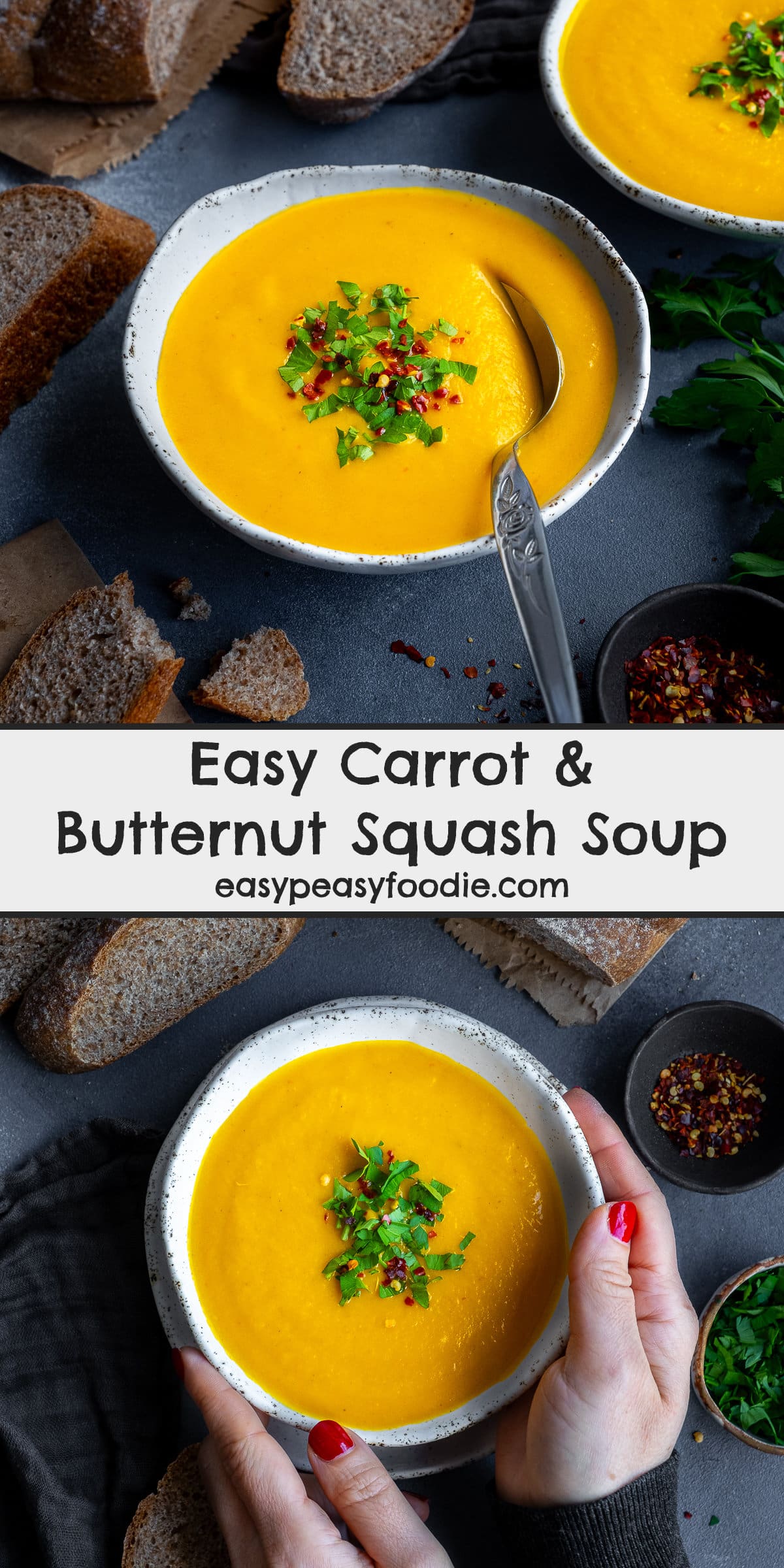 Easy Carrot and Butternut Squash Soup Pin