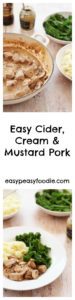 My favourite recipes are those which taste like they are from a fancy restaurant, but are actually really quick and easy to do. This Easy Cider, Cream and Mustard Pork is definitely one of those recipes! #pork #cider #mustard #easydinners #easyentertaining #midweekmeals #familydinners #easypeasyfoodie #cookblogshare #freefromgang