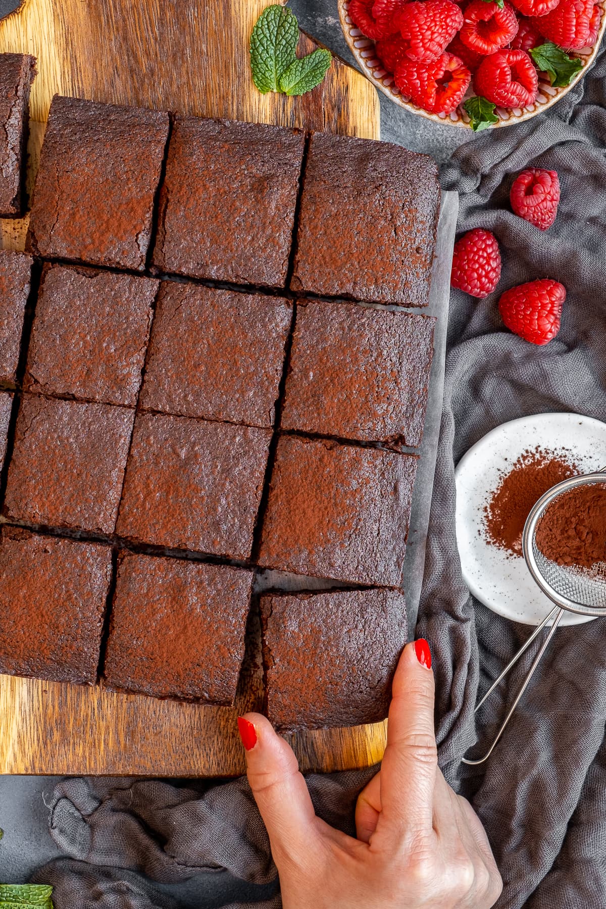 Overhead shot of Easy Cocoa Powder Brownies