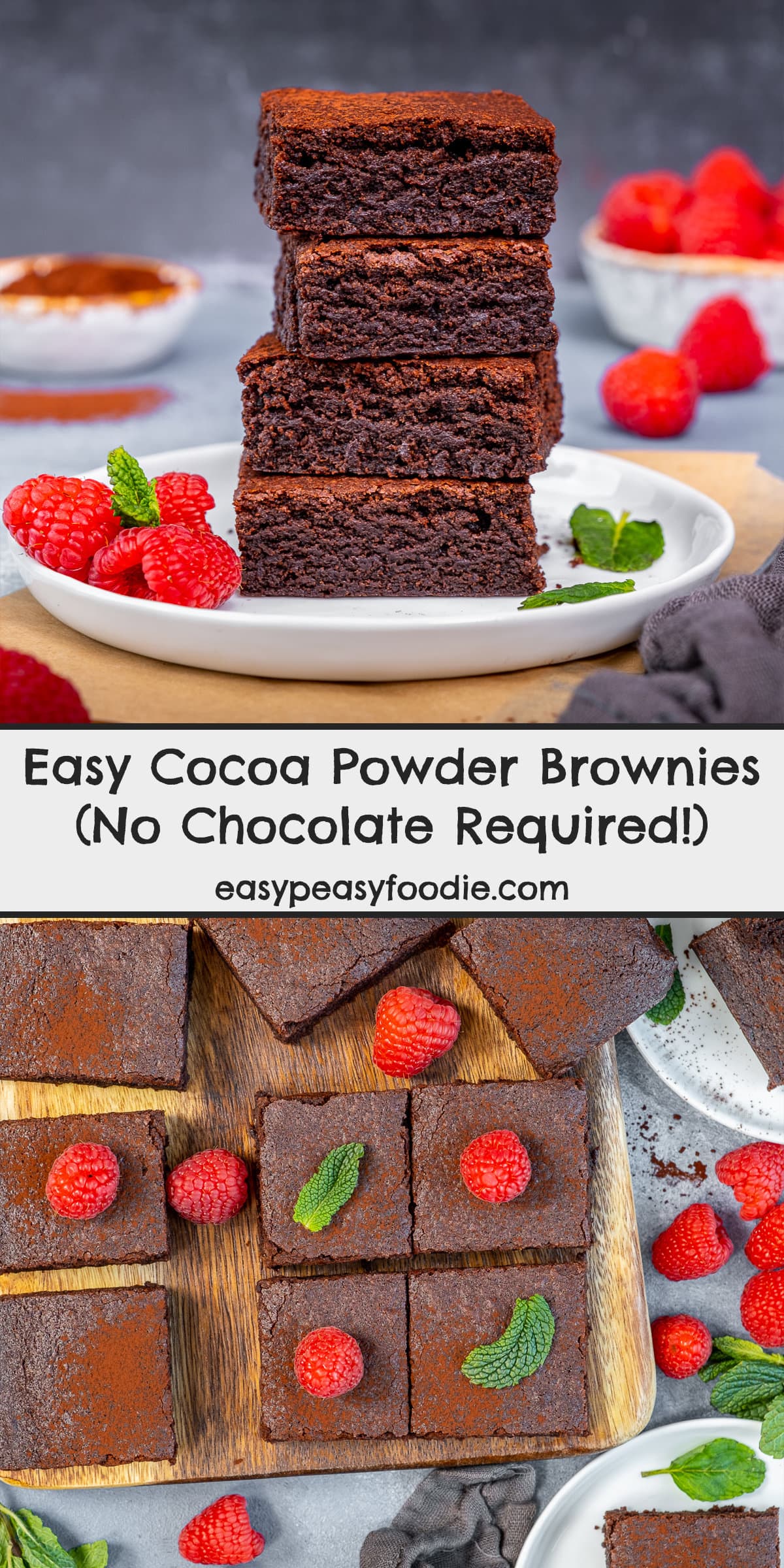 Easy Cocoa Powder Brownies Pin