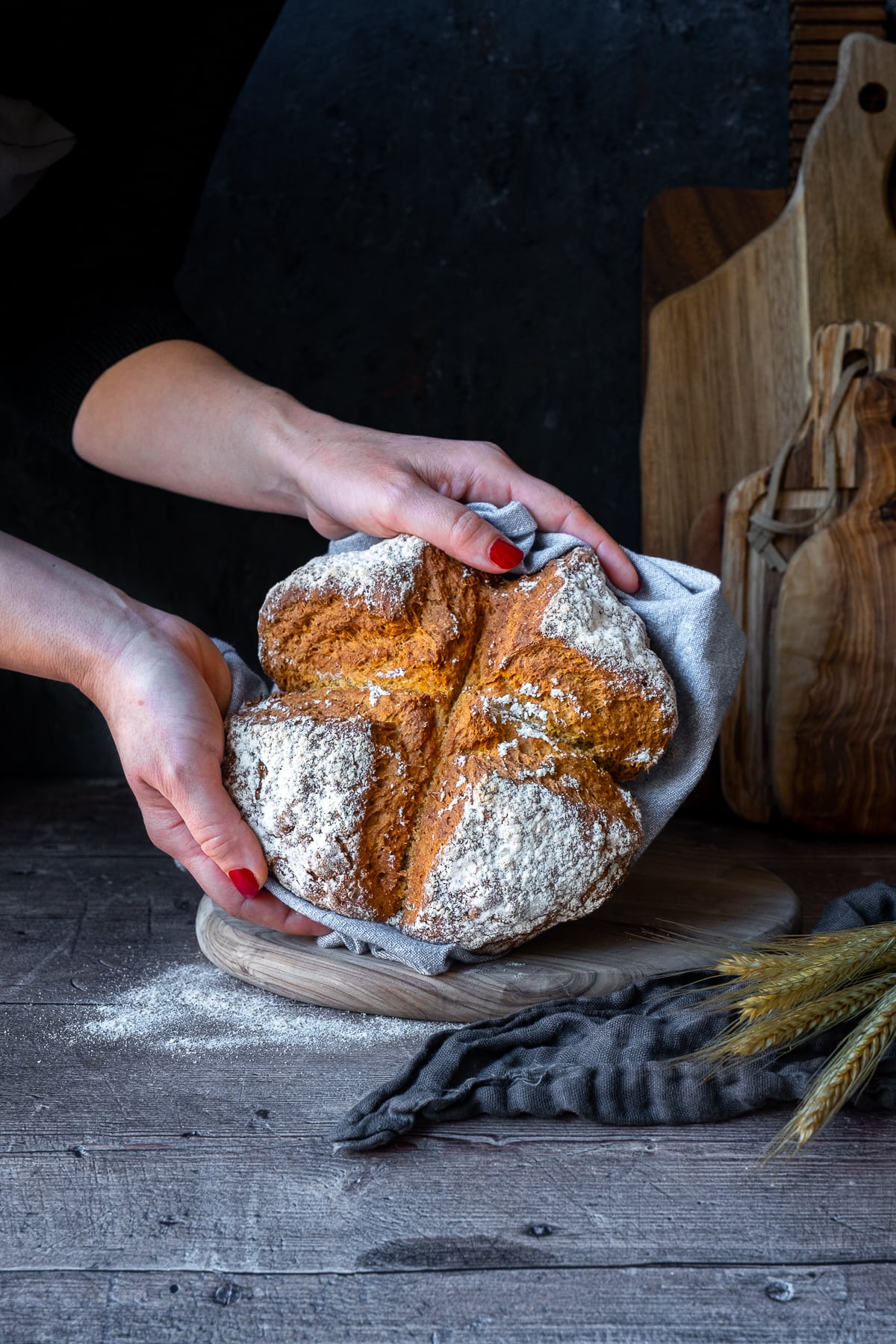 Easy Irish Soda Bread with Yogurt being held up to the camera