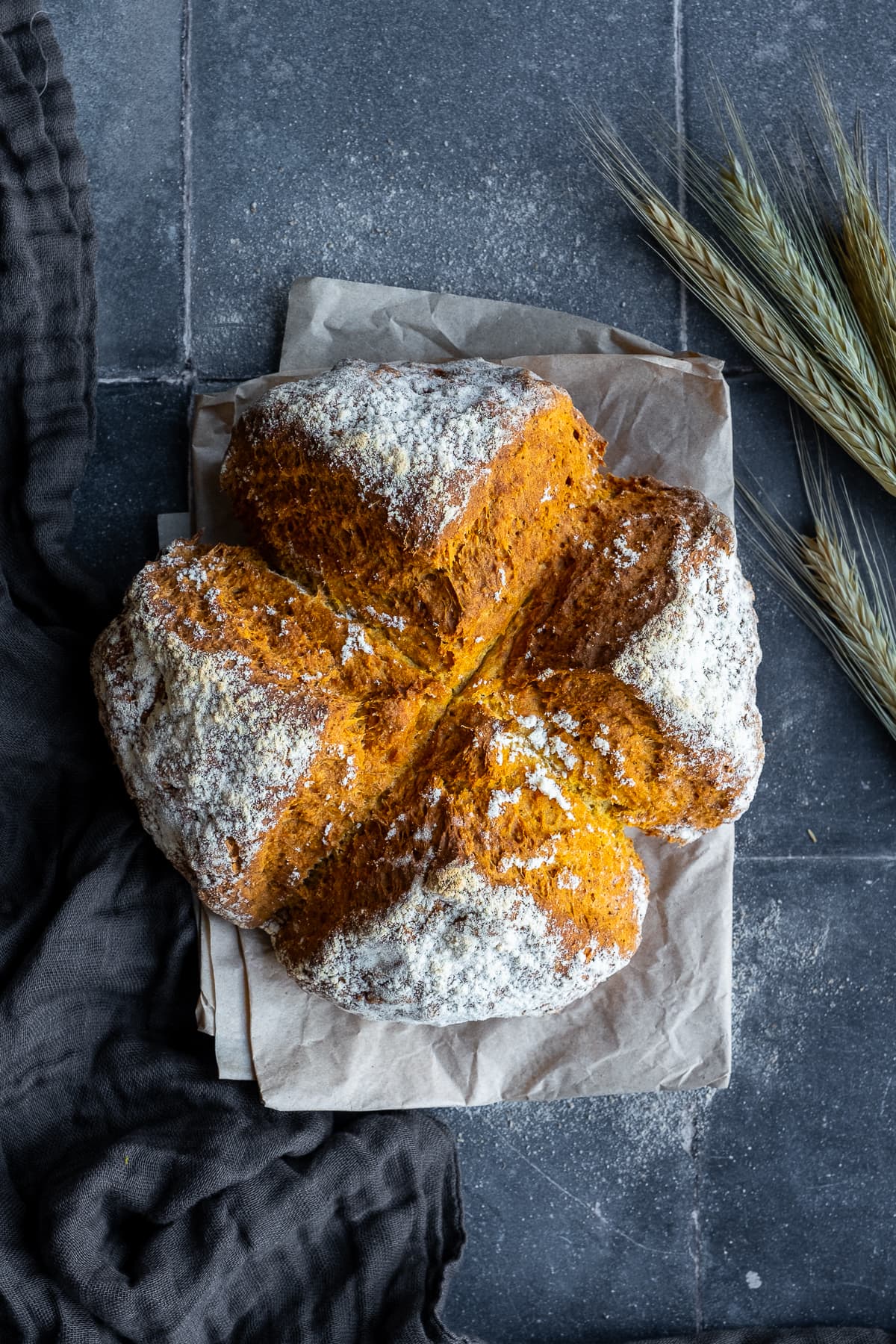 Overhead shot of Easy Irish Soda Bread with Yogurt 