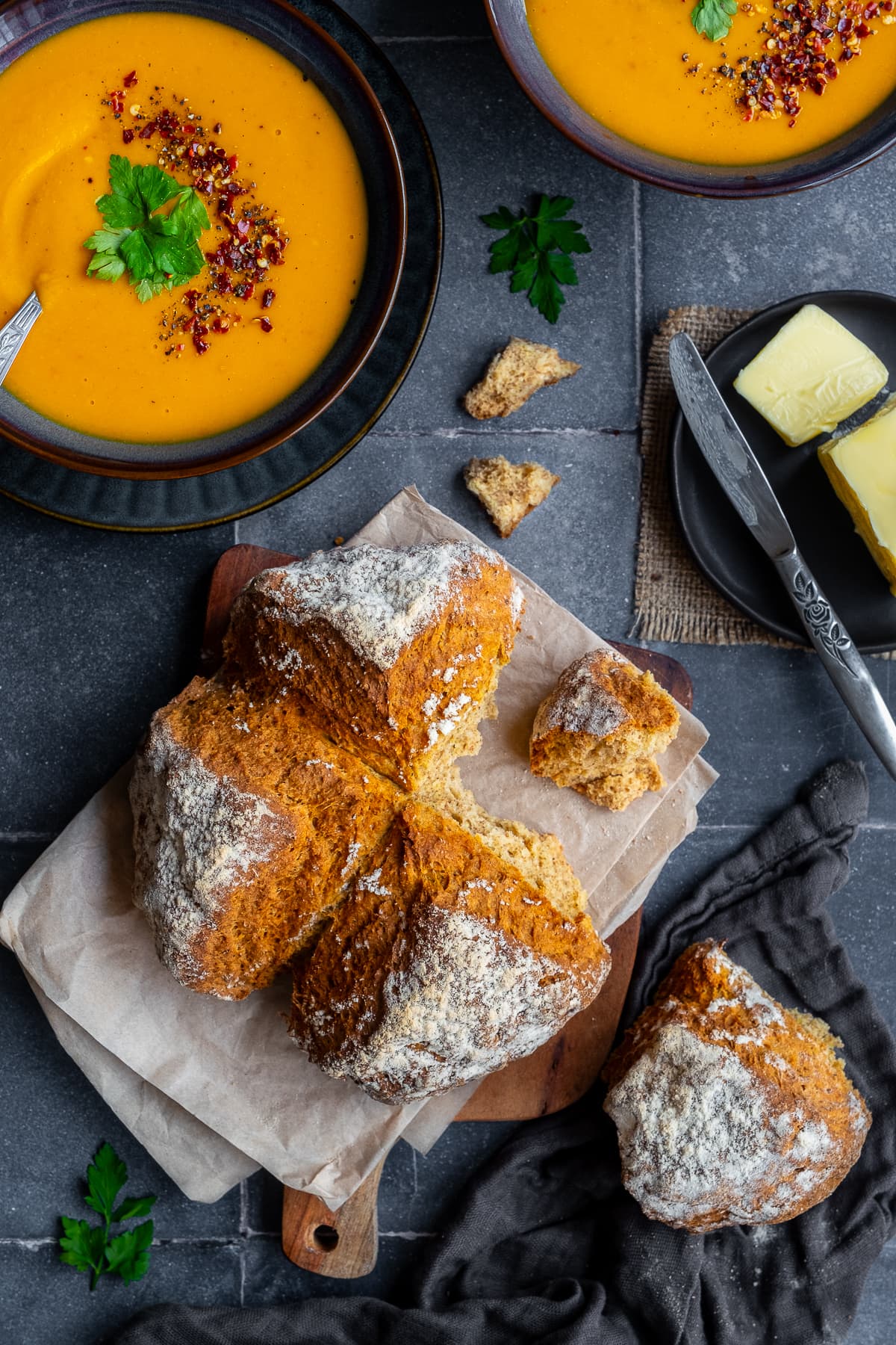 Immune System Booster Soup with soda bread