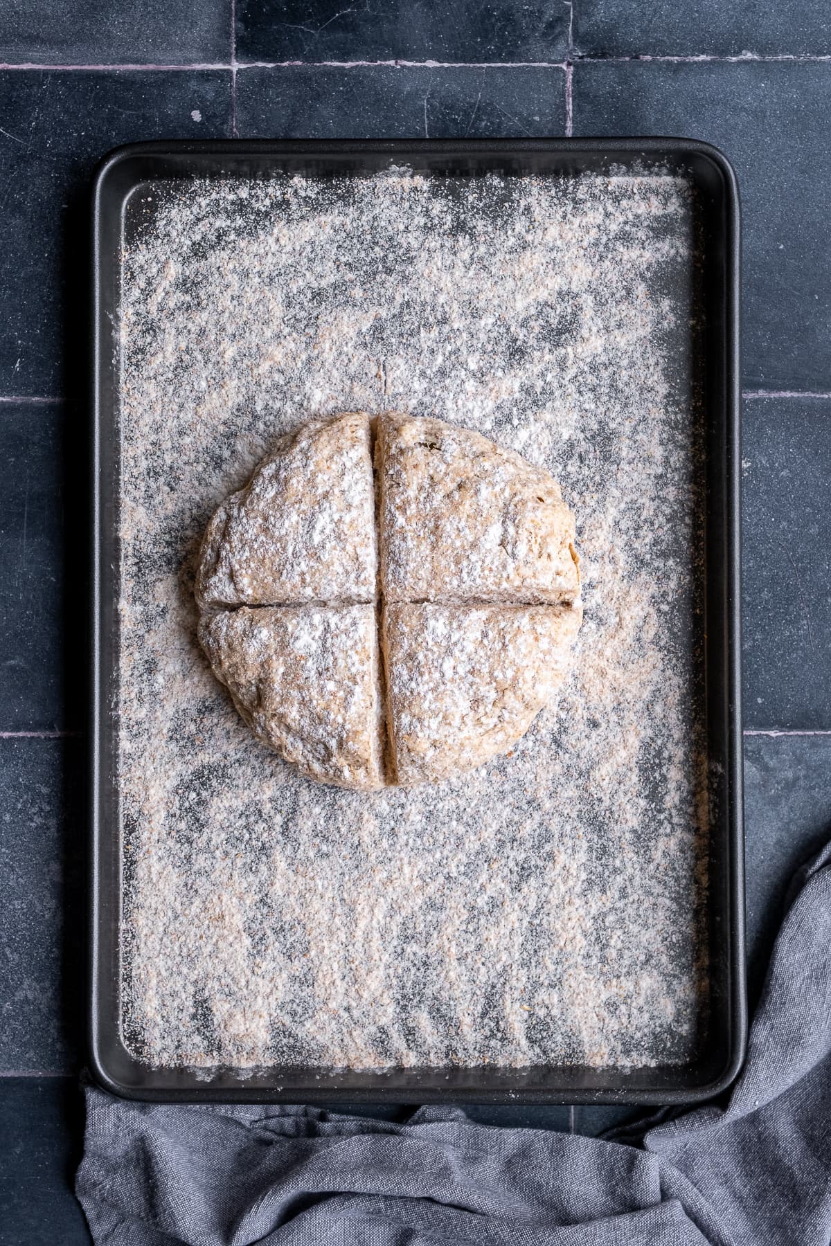 Big cross cut in the centre of Easy Irish Soda Bread