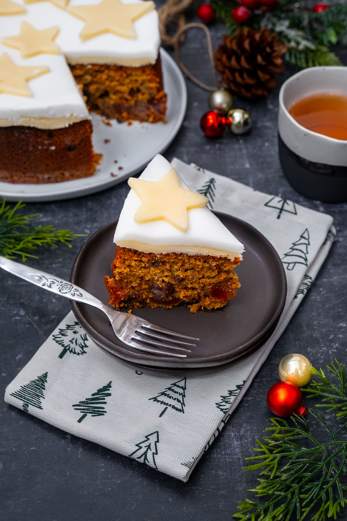 One slice of Easy Mincemeat Christmas Cake