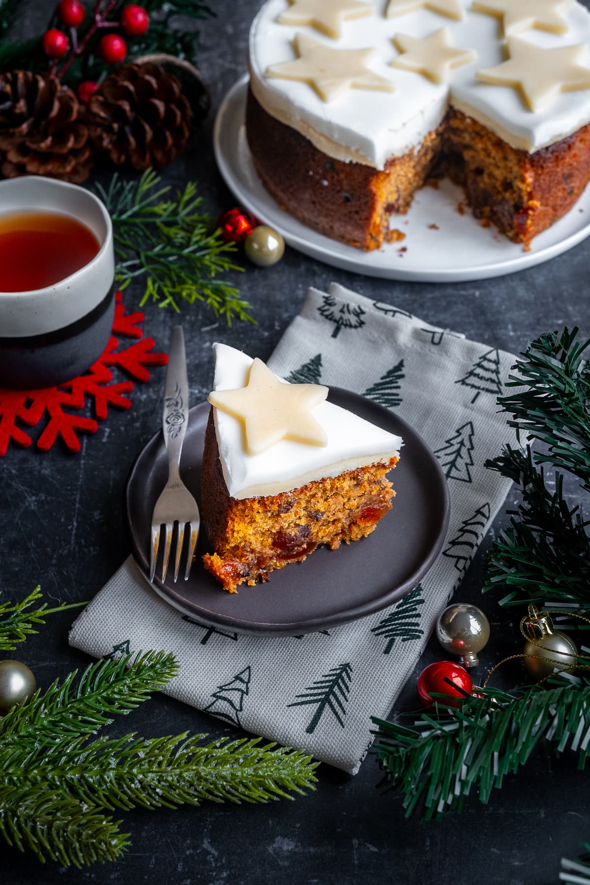 One slice of Easy Mincemeat Christmas Cake