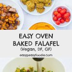 Quick, easy to make and totally delicious, these Easy Oven Baked Falafels are going to be your new favourite recipe… Simply blitz chickpeas and flavourings, shape into balls and bake – that’s it! #falafel #ovenbakedfalafel #bakedfalafel #ovenbaked #chickpeas #vegan #vegetarian #glutenfree #dairyfree #easyentertaining #easymidweekmeals #easymeals #midweekmeals #easydinners #dinnertonight #dinnertonite #familydinners #familyfood #easypeasyfoodie #cookblogshare