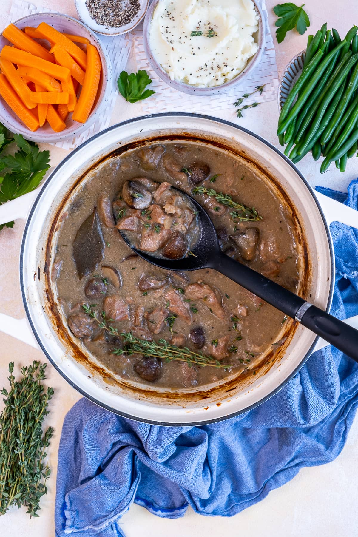 Overhead shot of Easy Peasy Lamb Stew in the pan