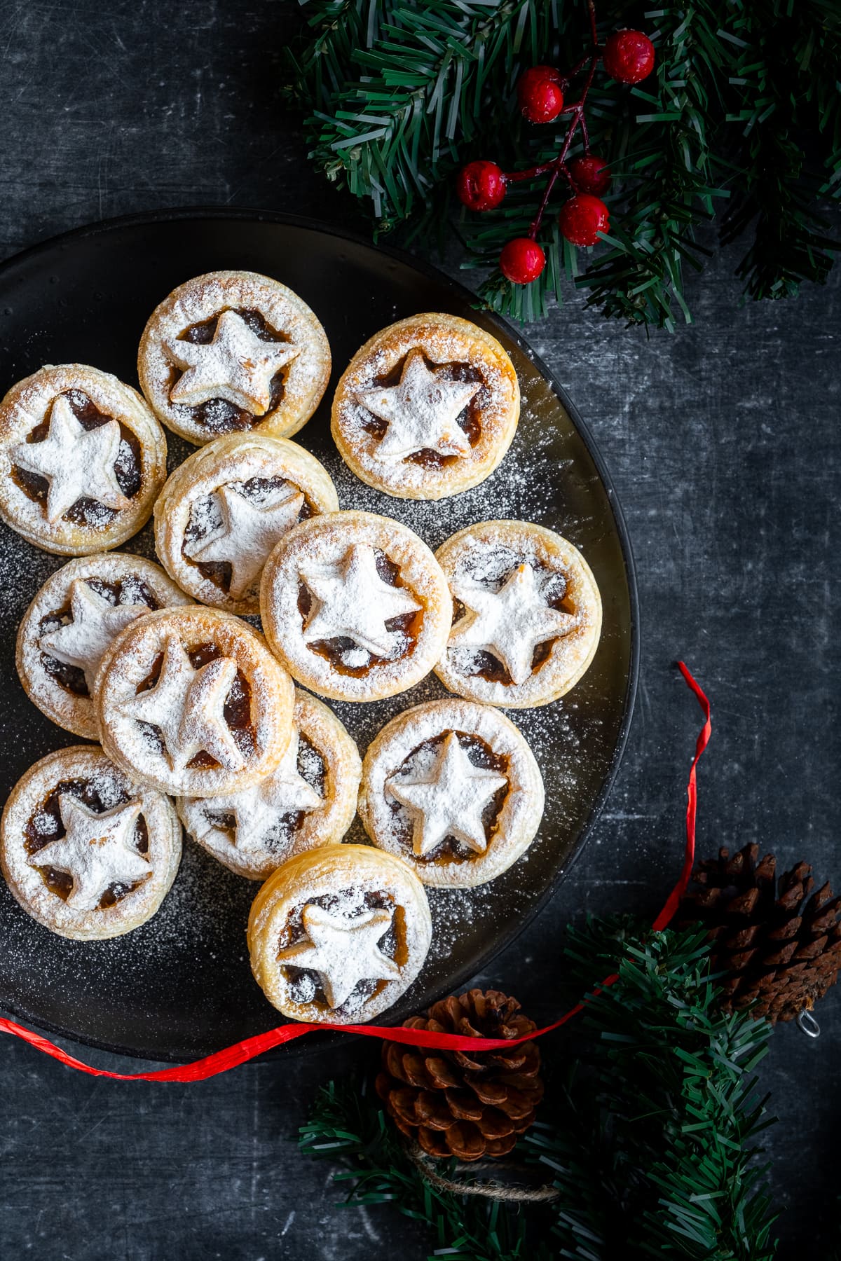 Easy Puff Pastry Mince Pies on a plate