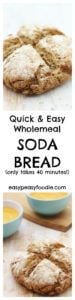 Delicious, crusty wholemeal bread in under 40 minutes? Yes it is possible! My Easy Wholemeal Soda Bread is amazing warm from the oven and perfect with soups and salads, or for taking on a picnic. #bread #sodabread #wholemealbread #easybread #quickbread