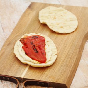 Feta, Roasted Pepper and Harissa Toasted Flatbreads