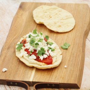 Feta, Roasted Pepper and Harissa Toasted Flatbreads