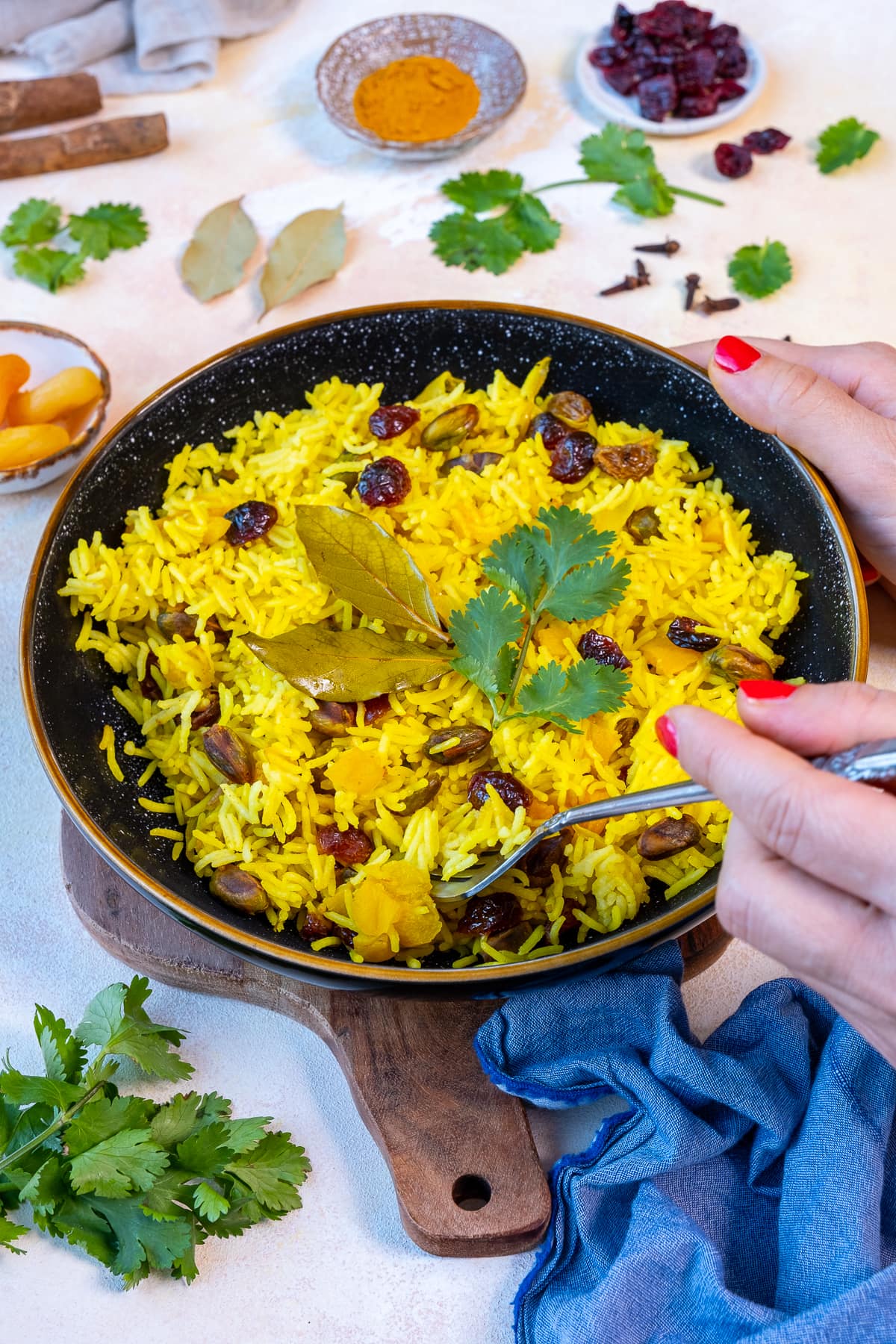 Fruity Pilau Rice in a serving bowl