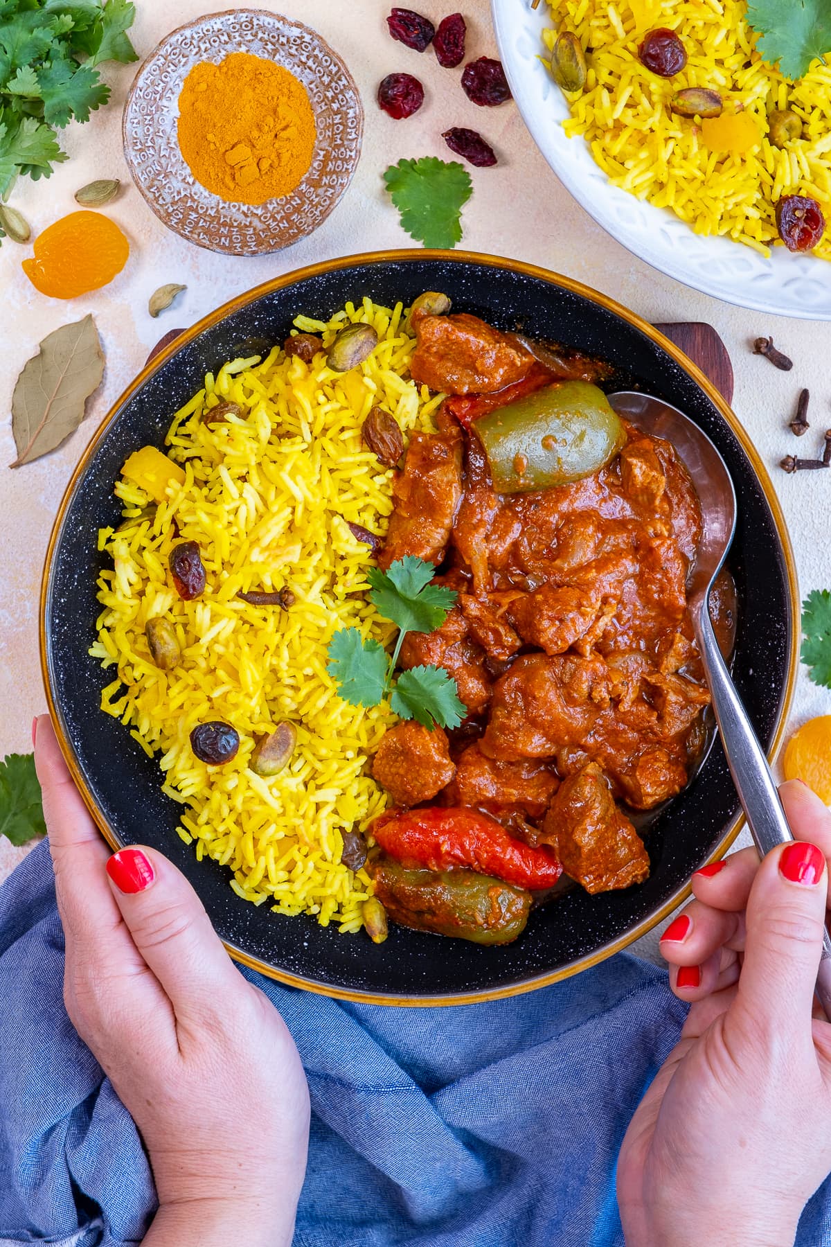 Fruity Pilau Rice with Easy Peasy Lamb Curry