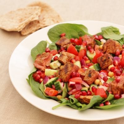 Harissa Lamb with Chickpea and Pomegranate Salad