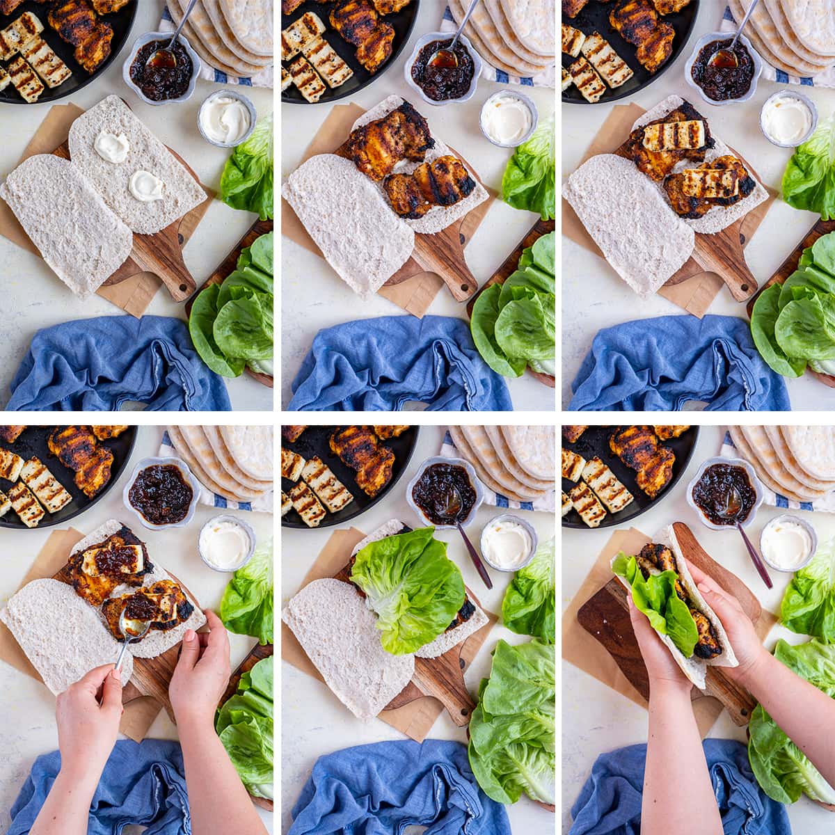 Collage showing 6 process shots for Homemade Nando's Fino Pitta