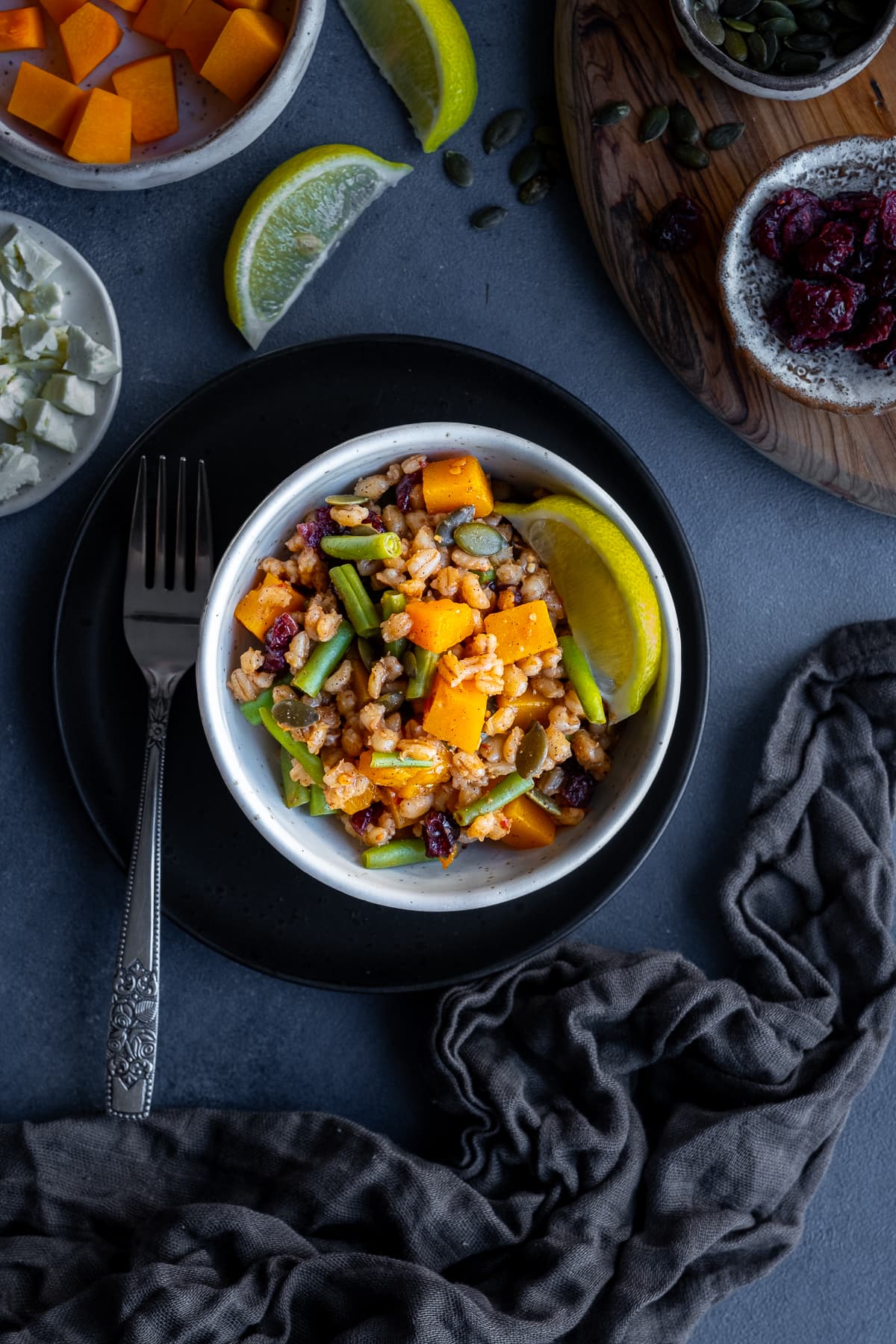 Overhead shot of Homemade Nando’s Spiced Grains and Butternut Squash