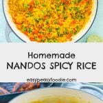 Want to make Nandos Spicy Rice at home? Then this Homemade Nandos Spicy Rice recipe is for you! And the best news? It only takes 20 minutes… and one pan! #nandos #nandosrice #nandosspicyrice #nandoscopycat #rice #spicyrice #homemadenandos #fakeaway #easydinners #familydinners #midweekmeals #easypeasyfoodie #cookblogshare