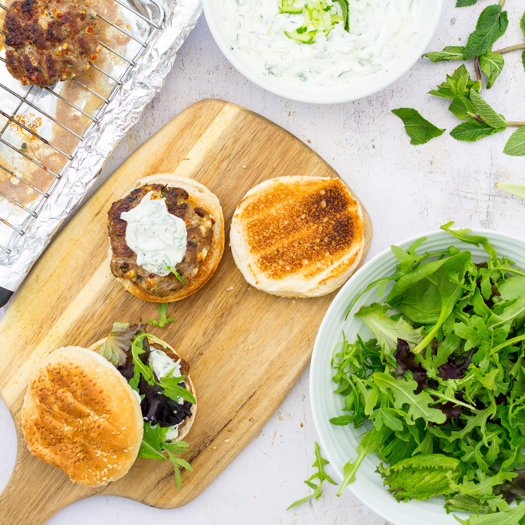 Lamb, Feta and Mint burgers