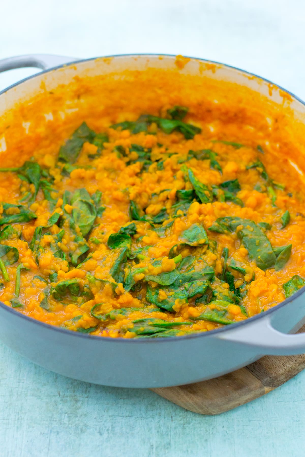 Easy Yellow Split Pea and Spinach Dhal (Vegan)