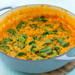 Easy Yellow Split Pea and Spinach Dhal (Vegan)