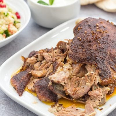 Slow Roast Ras el Hanout Lamb with Pomegranate and Quinoa Tabbouleh