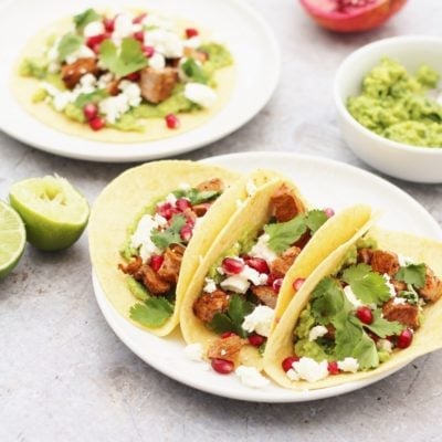 Lamb Tacos with Avocado, Feta and Pomegranate