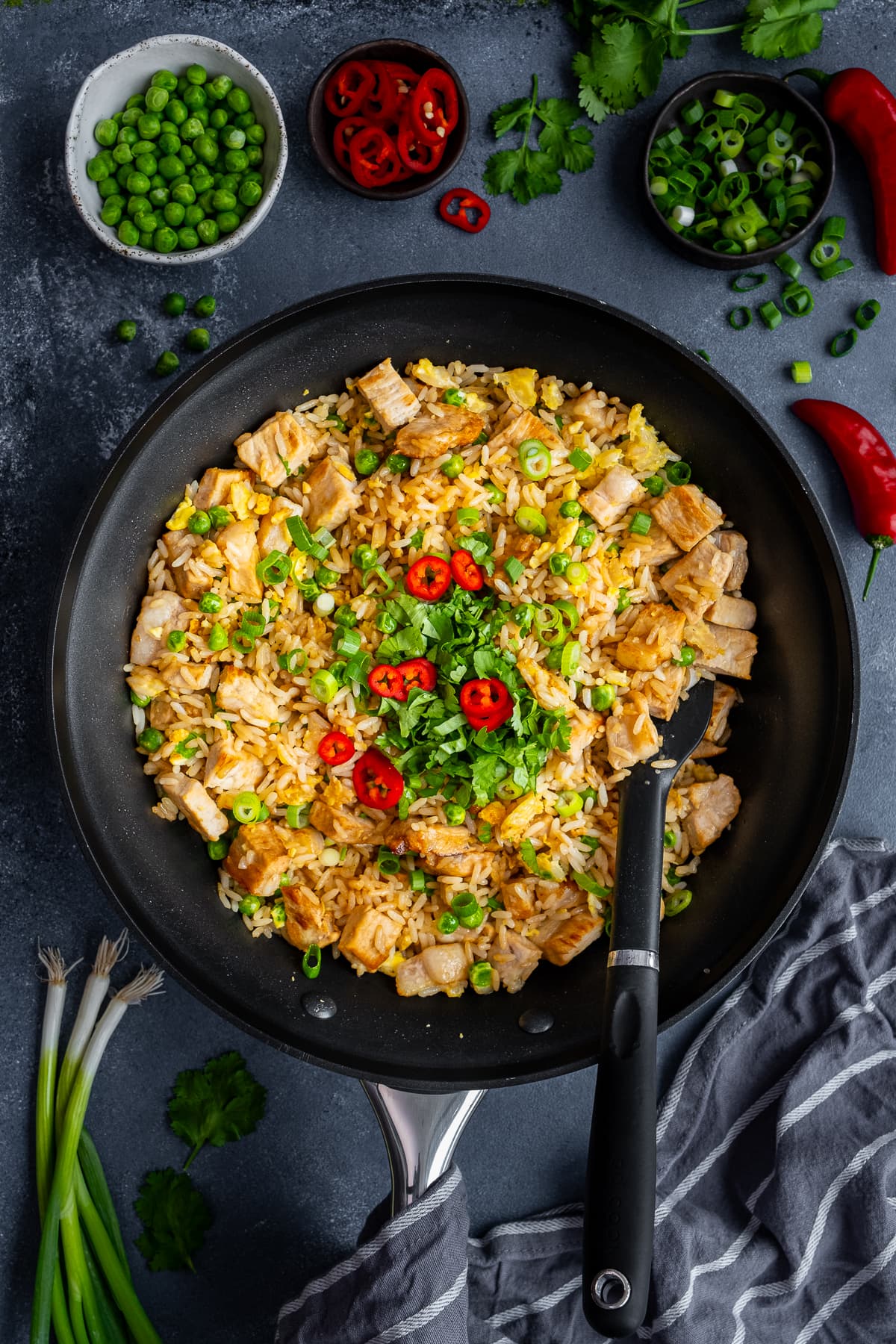 Leftover Pork Fried Rice in the pan