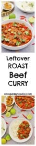 Got some leftover roast beef and wondering what to do with it? How about this delicious Leftover Roast Beef Curry? It’s quick, easy and super tasty. No leftover roast beef? No problem! Read on for how to make this easy beef curry with steak instead…#beef #roastbeef #curry #leftovers #leftoverbeef #loveyourleftovers #easydinners #midweekmeals