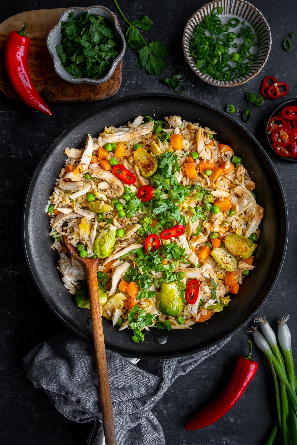 Leftover Turkey Fried Rice in the pan