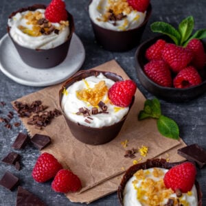 Lemon Cheesecake Chocolate Cups Hero