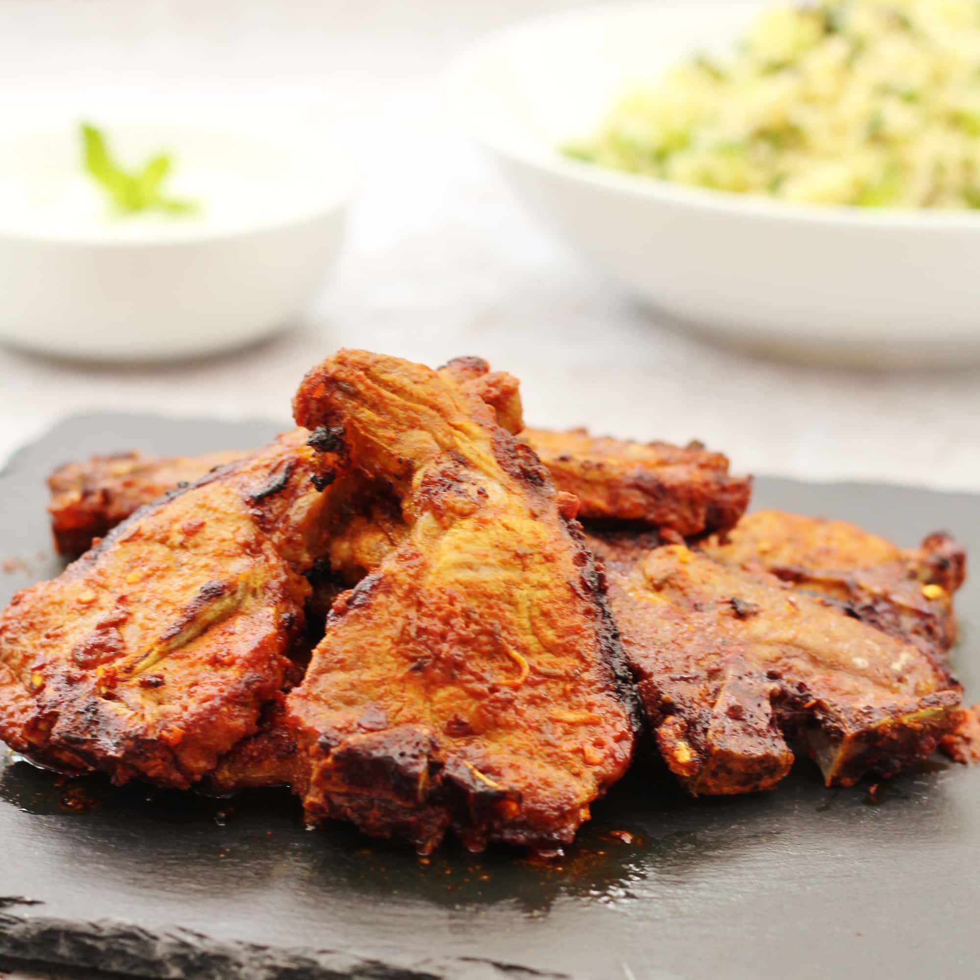 Moroccan Lamb Chops with Yogurt and Cucumber Sauce