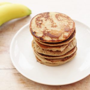 Oat, Almond and Banana Pancakes with Frozen Berry Compote