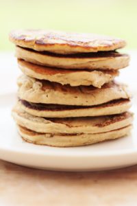 Oat, Almond and Banana Pancakes with Frozen Berry Compote