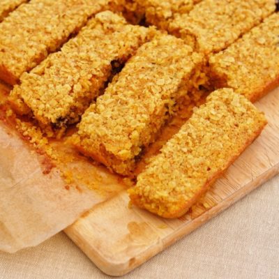 Oat, Coconut, Carrot and Chocolate Chip Cake Bars