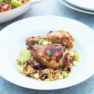 One Pot Jamaican Jerk Chicken Rice and Beans