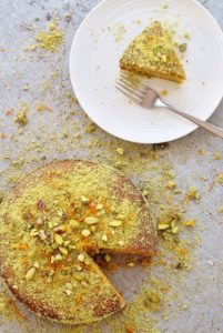 Orange, Pistachio and Honey Polenta Cake