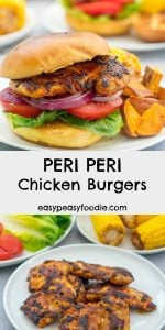 Peri Peri Chicken Burgers (Nando’s Copycat) Quick, delicious and easy, these Nando’s style Peri Peri Chicken Burgers make a great midweek meal any time of the year and make a great alternative to the usual burgers and sausages on the BBQ in summer! #nandos #periperi #chicken #burger #periperichickenburger #nandoschicken #BBQ #easypeasyfoodie